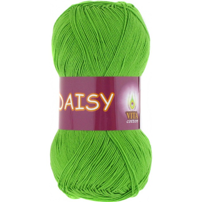 Пряжа Vita-cotton "Daisy" 4407 Молодая зелень 100% мерсеризованный хлопок 295 м 50 м