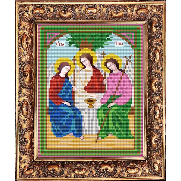 "Яблочный Спас" Схема для вышивания бисером Икона Святой Троицы 15*20 см