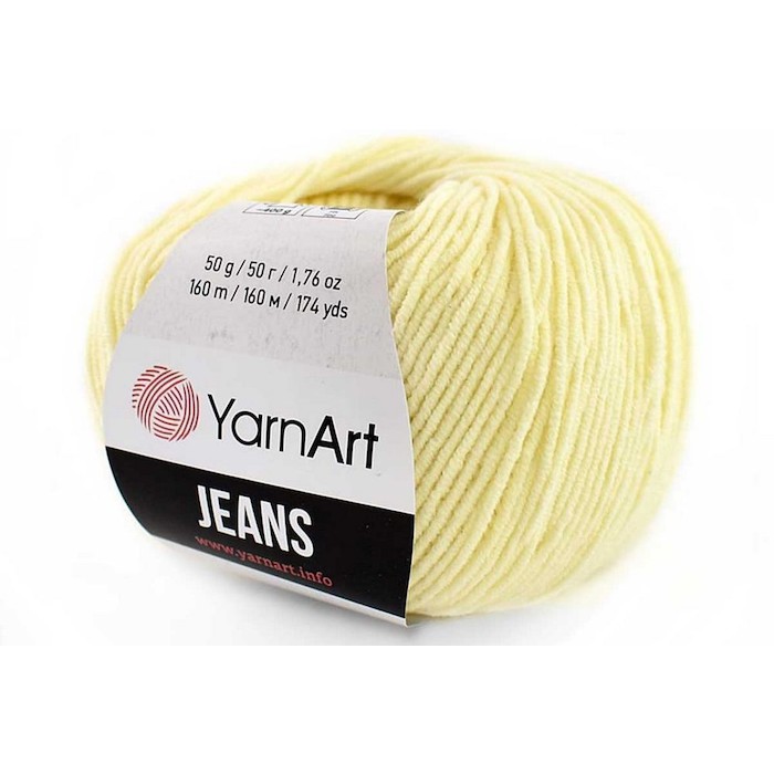 Пряжа YarnArt "JEANS" 86 светло-жёлтый 55% хлопок, 45% полиакрил.160 м 50 г