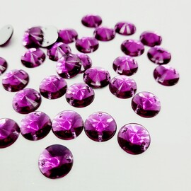 Стразы пришивные акрил «Круг» d 12 мм цвет лиловый