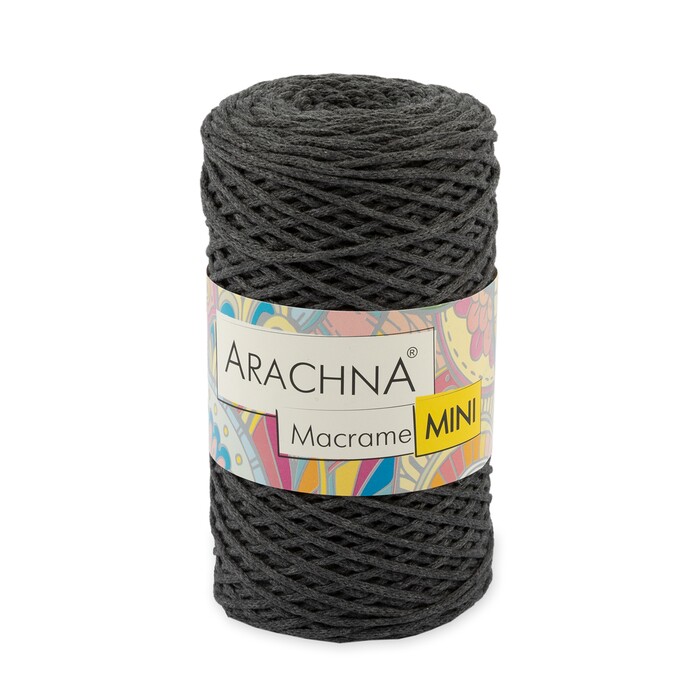 Шнур для макраме Arachna Macrame MINI 43 т.серый 80% хлопок, 20% полиэстер 250 гр 200 м