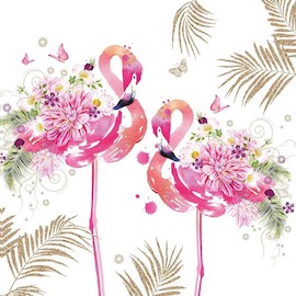 Салфетка для декупажа 33*33 см "Цветочные фламинго"