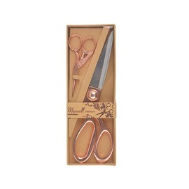 Ножницы портновские 200мм. + Цапельки 90мм. розовое золото  Maxwell premium