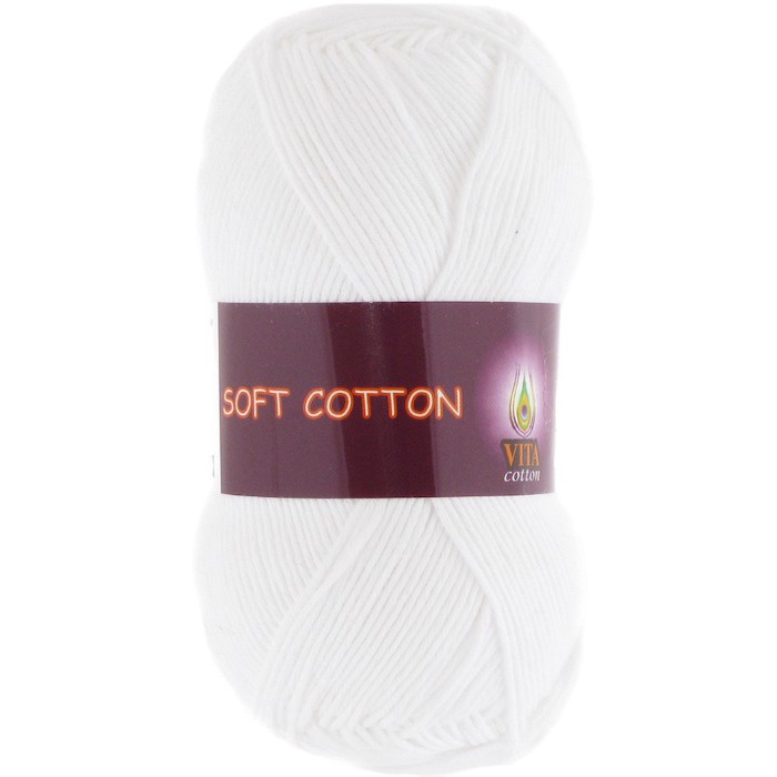 Vita cotton Soft cotton 1801 Белый 100% хлопок 175 м 50гр