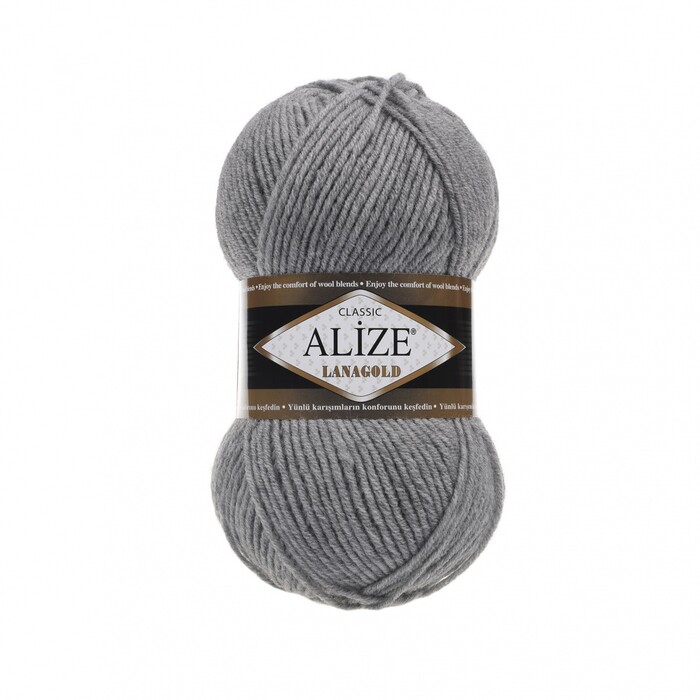 Пряжа Alize "Lanagold"  21 Серый меланж 49% шерсть, 51% акрил 100 гр 240 метров