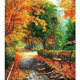 "Яблочный Спас" Схема для вышивания бисером "Осенняя прогулка" 28,0*31,5 см