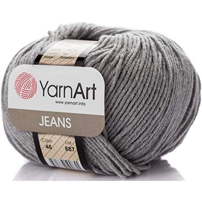 YarnArt JEANS 46 серый 55% хлопок, 45% полиакрил.160 м 50 г