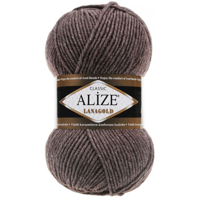 Пряжа Alize "Lanagold" 240 коричневый меланж 49% шерсть, 51% акрил 100 гр 240 метров