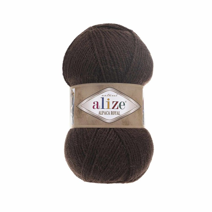 Пряжа для вязания Alize Alpaca Royal 201 Т.Коричневый 30% альпака, 15% шерсть, 55% акрил 100гр 250 м