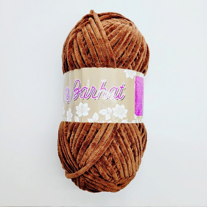 Пряжа плюшевая Spago yarn "Barhat" 40 цв.коричневый 100% полиэстер 100 гр 120 м