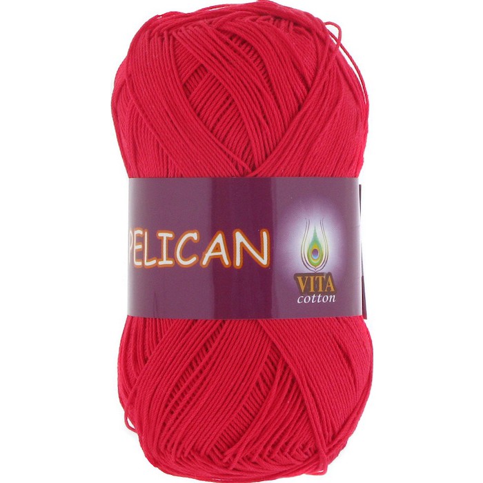 Пряжа Vita-cotton "Pelican" 3966 Красный 100% хлопок двойной мерсеризации 330м 50гр