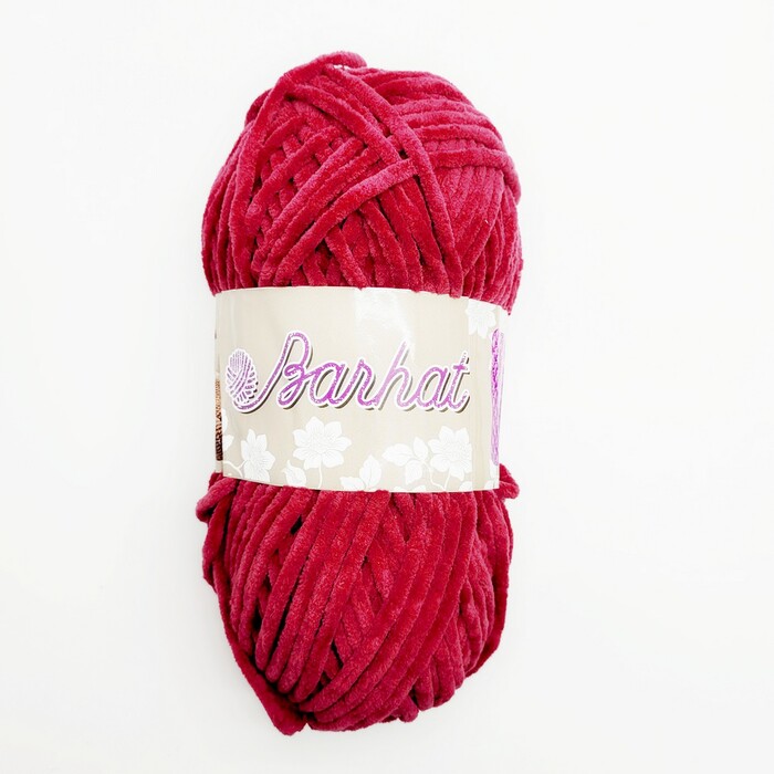 Пряжа плюшевая Spago yarn "Barhat" 20 цв.тёмно-красный 100% полиэстер 100 гр 120 м