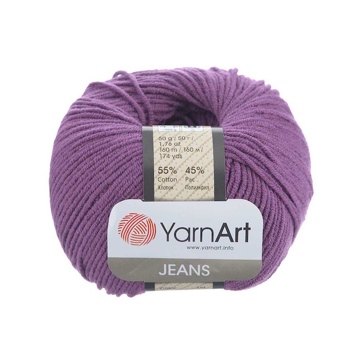 YarnArt JEANS 50 фиолетовый 55% хлопок, 45% полиакрил.160 м 50 г