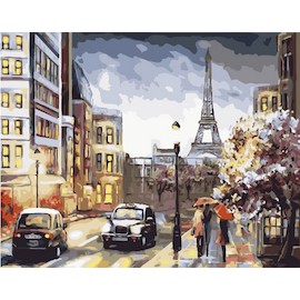 Картина по номерам GX32246 Парижская вечерняя улица 40*50 см