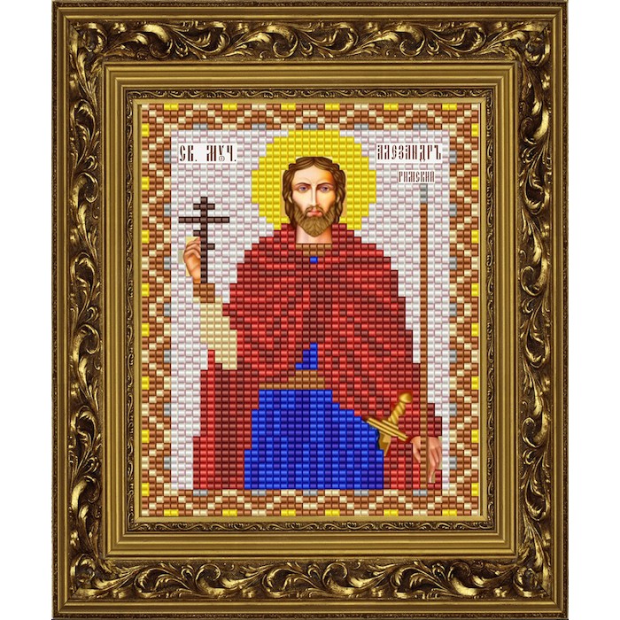 "Яблочный Спас" Набор для вышивания бисером Икона Св. мученика Александра Римского 9,7*13 см