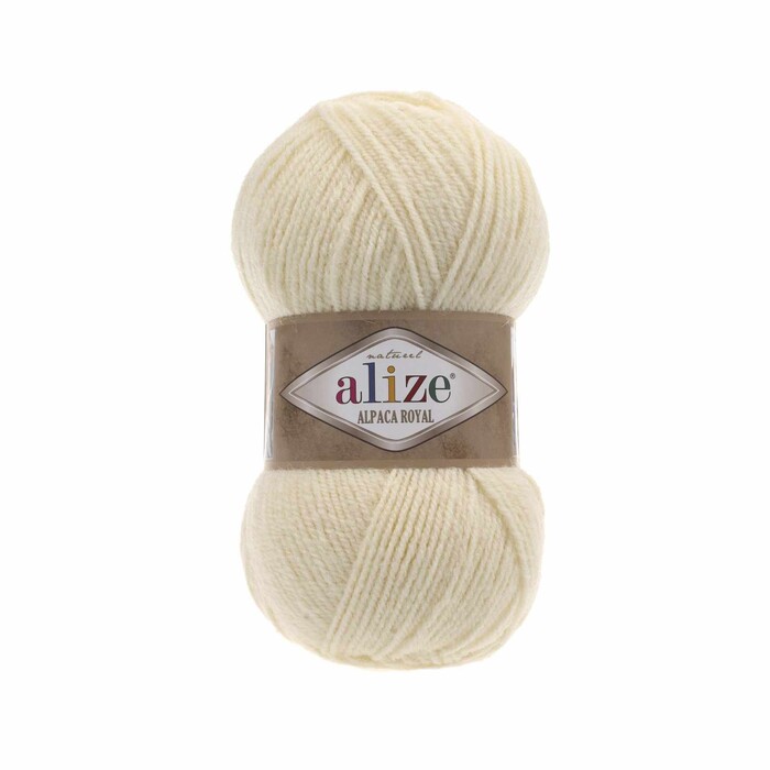 Пряжа для вязания Alize Alpaca Royal  01 Кремовый 30% альпака, 15% шерсть, 55% акрил 100гр 250м