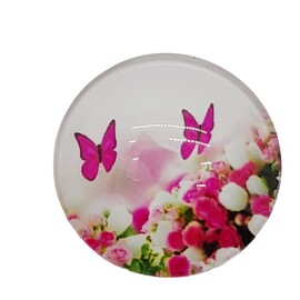 Кабошон стеклянный с рисунком "Бабочки" 25 мм