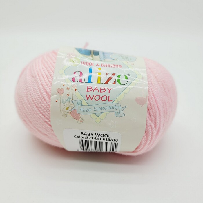 Пряжа Alize "Baby wool" 371 св.розовый 40% шерсть - 20% бамбук - 40% акрил 50 гр 175 м