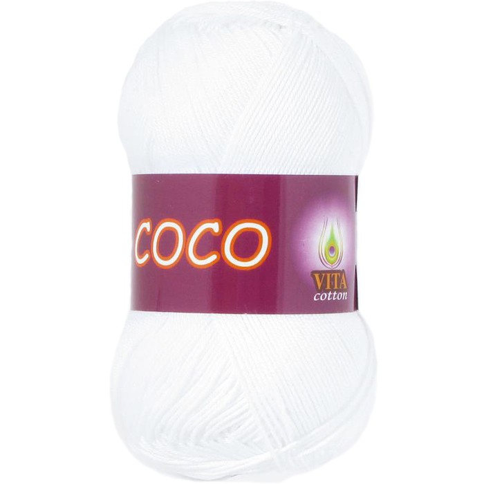Пряжа Vita-cotton "Coco" 3851 Белый  100% мерсеризованный хлопок 240 м 50гр