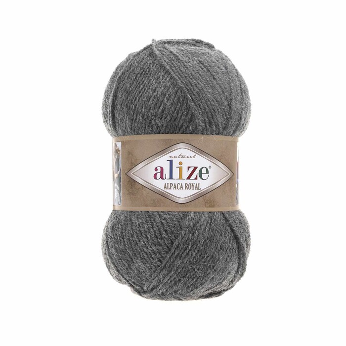 Пряжа для вязания Alize Alpaca Royal 196 Серый меланж 30% альпака, 15% шерсть, 55% акрил 100гр 250 м