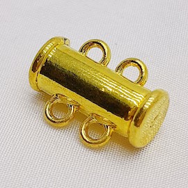 Застежка Магнитная Слайдер на 2 Нити, Размер: 15х10х6.5мм, Отверстие 1.5мм цв.золото