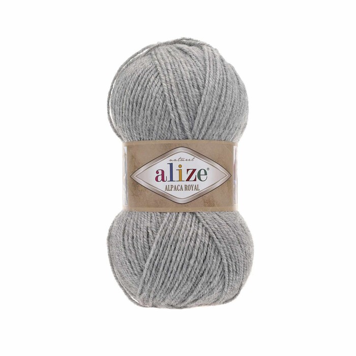 Пряжа для Alize Alpaca Royal  21 Светло серый меланж 30% альпака, 15% шерсть, 55% акрил 100 гр 250 м