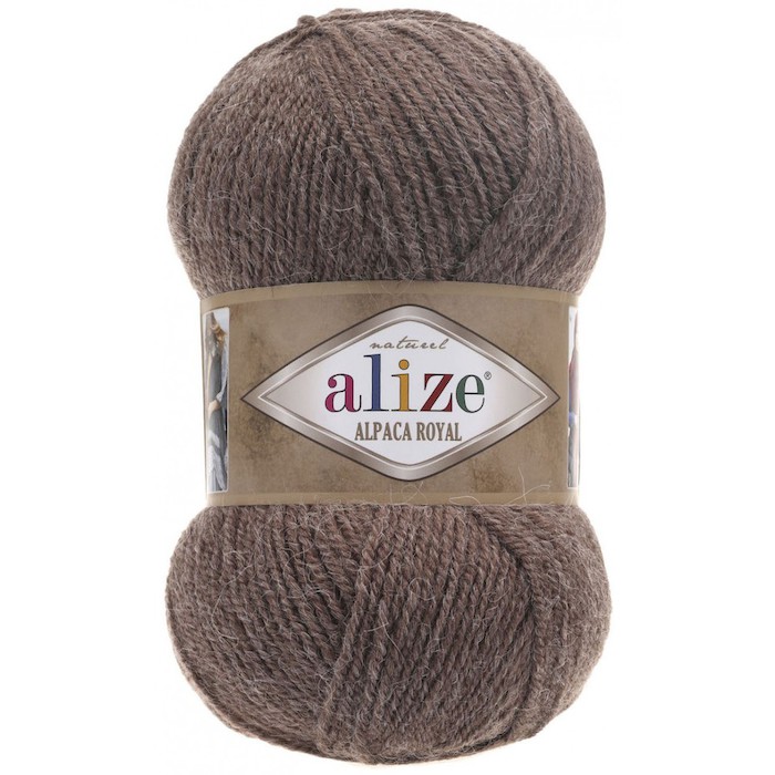 Пряжа для вязания Alize Alpaca Royal 688 Кофе с молоком 30%альпака,15%шерсть,55%акрил 100гр 250м
