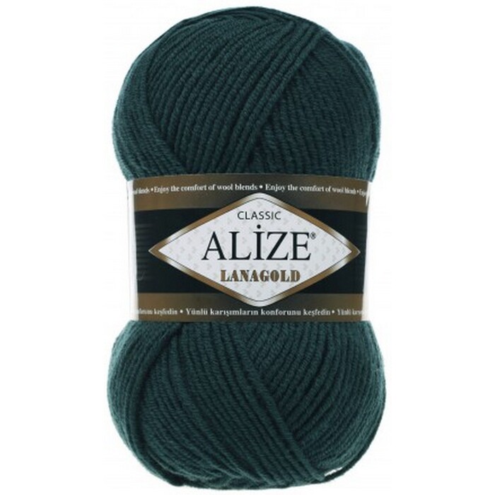 Пряжа Alize "Lanagold" 426 темно зеленый 49% шерсть, 51% акрил 100 гр 240 метров