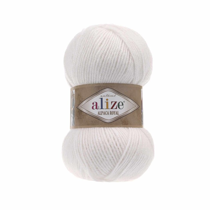 Пряжа для вязания Alize Alpaca Royal  55 Белый 30% альпака, 15% шерсть, 55% акрил 100 гр 250 м