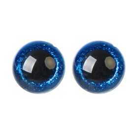 Глаза винтовые с заглушками «Блёстки» 2,2 см, цвет синий