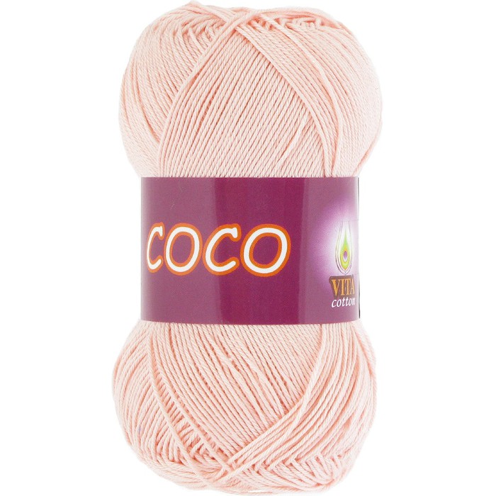 Пряжа д/вяз. Vita cotton Coco 4317 Розовая пудра 100% мерсеризованный хлопок 240 м 50гр
