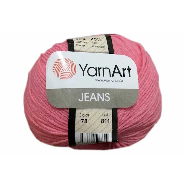 Пряжа YarnArt "JEANS" 78 розовый коралл 55% хлопок, 45% полиакрил.160 м 50 г