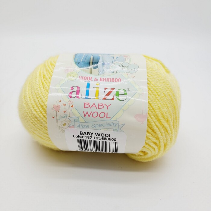 Пряжа Alize "Baby wool" 187 Лимонный 40% шерсть - 20% бамбук - 40% акрил 50 гр 175 м