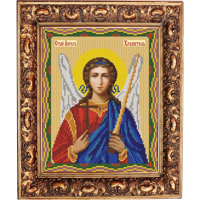 "Яблочный Спас" Схема для вышивания бисером Икона Святого Ангела Хранителя 20*25 см