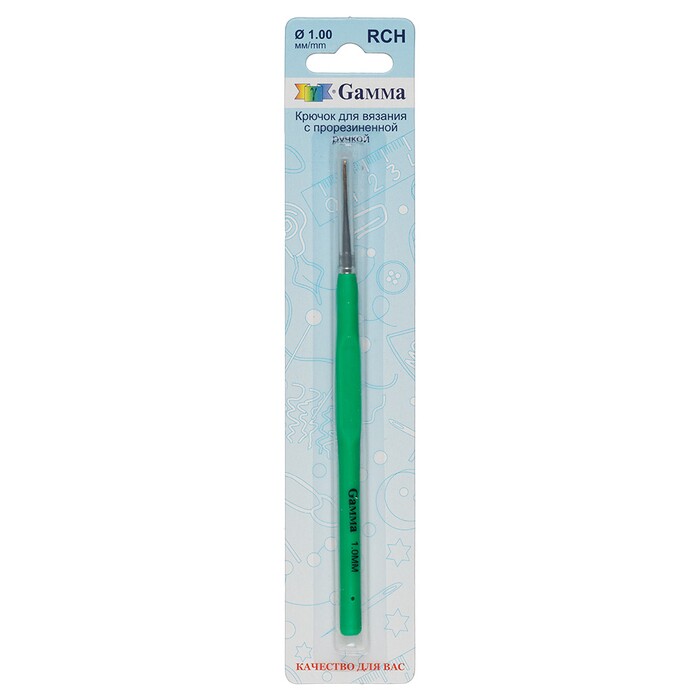 Крючок для вязания с прорезиненой ручкой d 1,00мм