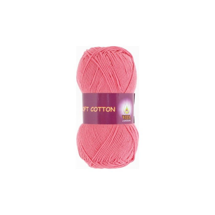 Пряжа д/вяз. Vita cotton Soft cotton 1826 Красный коралл 100% хлопок 175 м 50гр