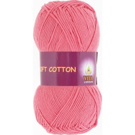 Пряжа Vita-cotton "Soft cotton" 1826 Красный коралл 100% хлопок 175 м 50гр