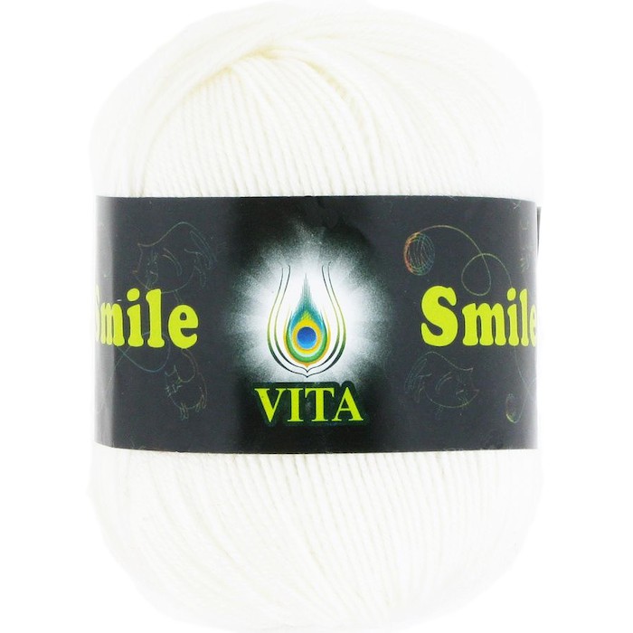 Vita SMILE 3501 белый 30% меринос ластер - 65% акрил - 5% шелк 50 гр 225 м