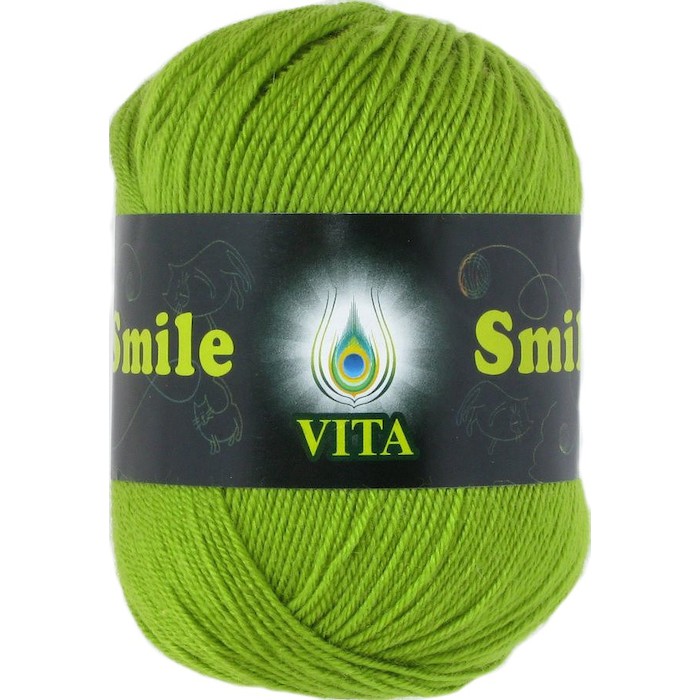 Vita SMILE 3505 зеленое яблоко 30% меринос ластер - 65% акрил - 5% шелк 50 гр 225 м