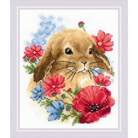 "Риолис" 1986 Набор для вышивания "Кролик в цветах" 15*18 см