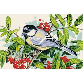 Картина по номерам на холсте «Птичка на рябине» CX3724 (20х30)