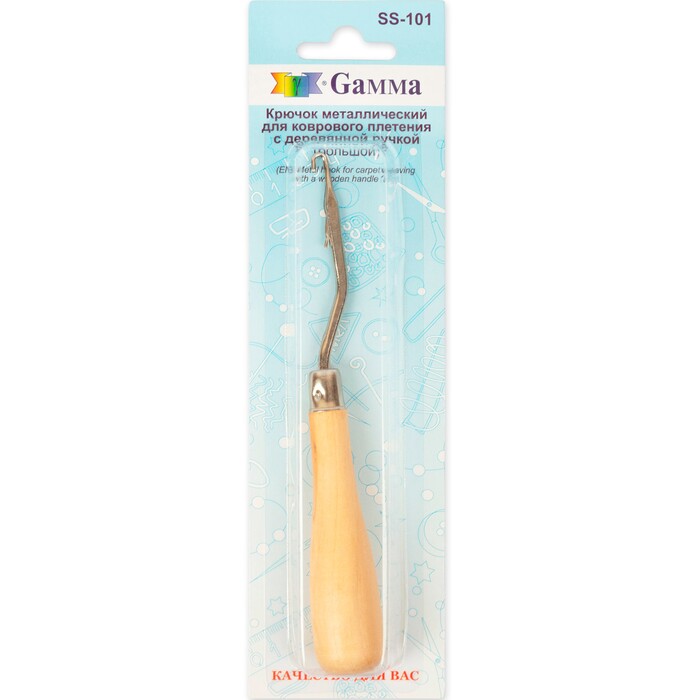 Крючок для вязания ковров.плетения, с деревянной ручкой GAMMA