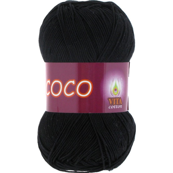 Vita cotton Coco 3852 Черный  100% мерсеризованный хлопок 240 м 50гр