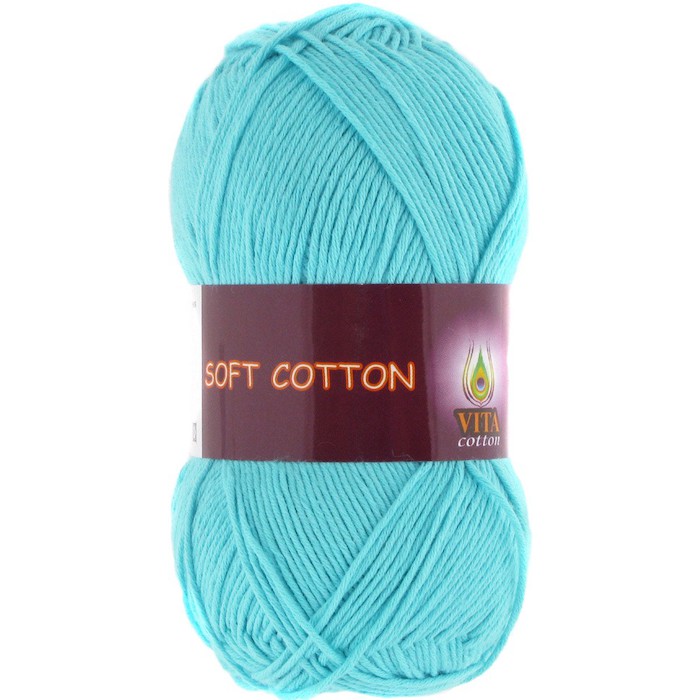 Пряжа Vita-cotton "Soft cotton" 1809 Бирюзовый 100% хлопок 175 м 50гр