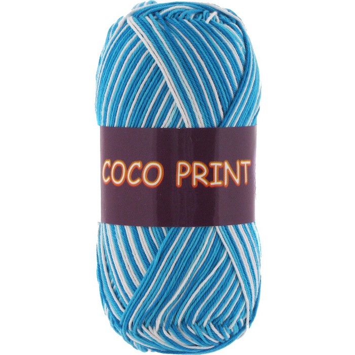 Vita cotton Coco print 4668 Бирюзовый меланж 100% мерсеризованный хлопок 240 м 50м