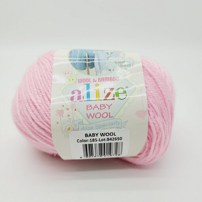 Пряжа Alize "Baby wool" 185 св.розовый 40% шерсть - 20% бамбук - 40% акрил 50 гр 175 м