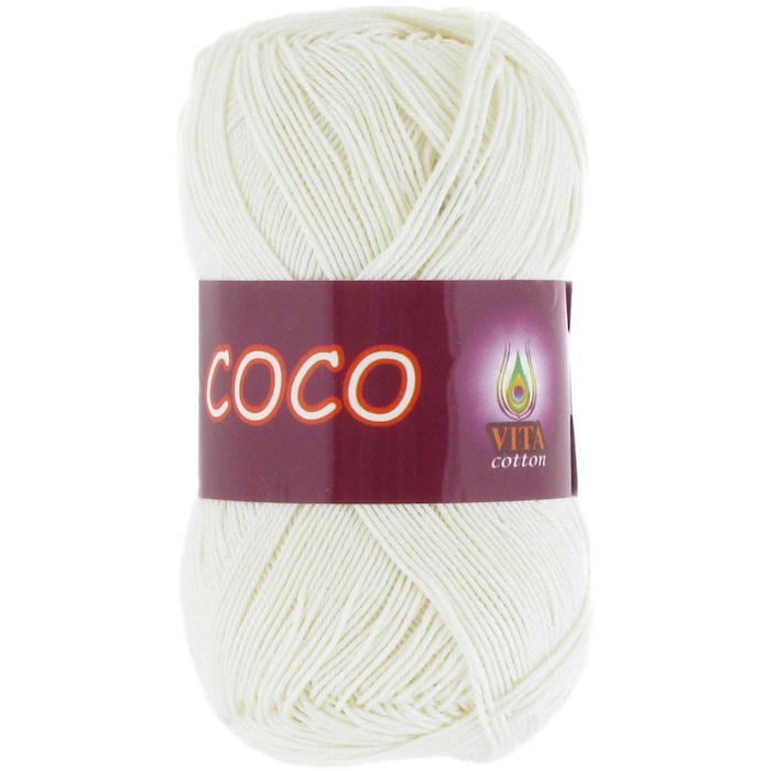 Пряжа д/вяз. Vita cotton Coco 3853 Молочный  100% мерсеризованный хлопок 240 м 50гр