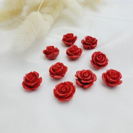 Кабошон пришивной "Роза" цв.красный 15 мм