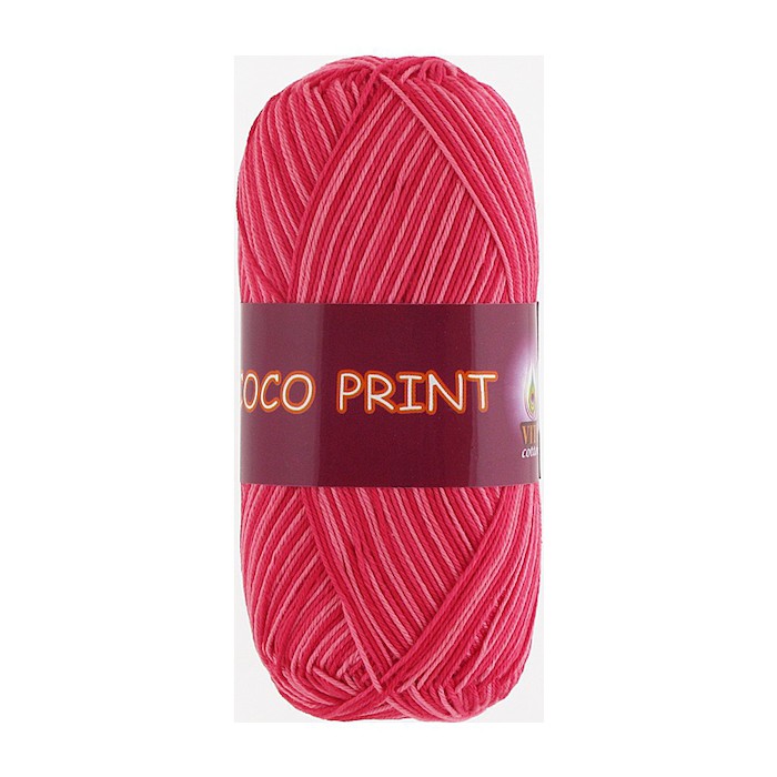 Vita cotton Coco print 4678 Розово-красный меланж 100% мерсеризованный хлопок 240 м 50м