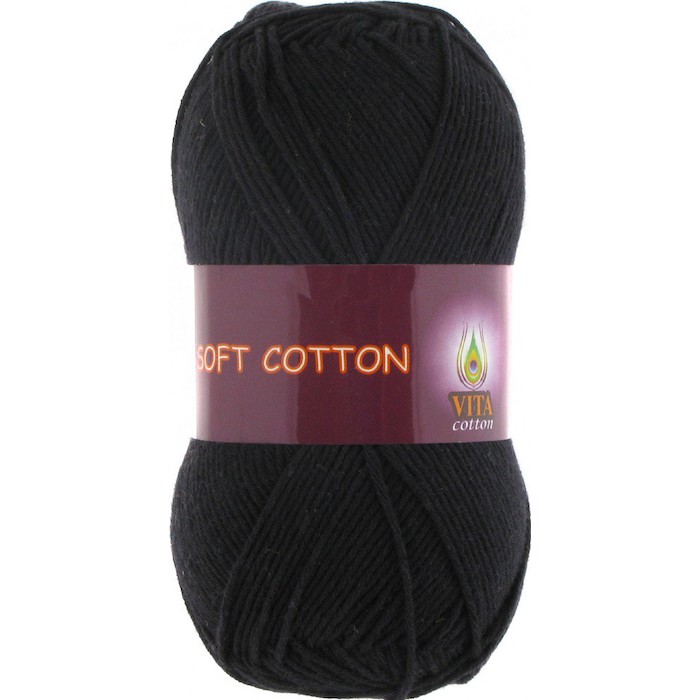 Пряжа д/вяз. Vita cotton Soft cotton 1802 Чёрный 100% хлопок 175 м 50гр